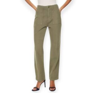 Aritzia Denim Forum Joni High Rise Loose Jeans Green Cargo Patch Pockets 25